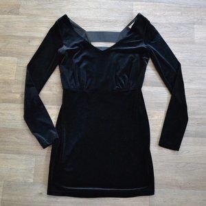 BCBG Velvet Black Strappy Back Mini Cocktail Dress Size XS